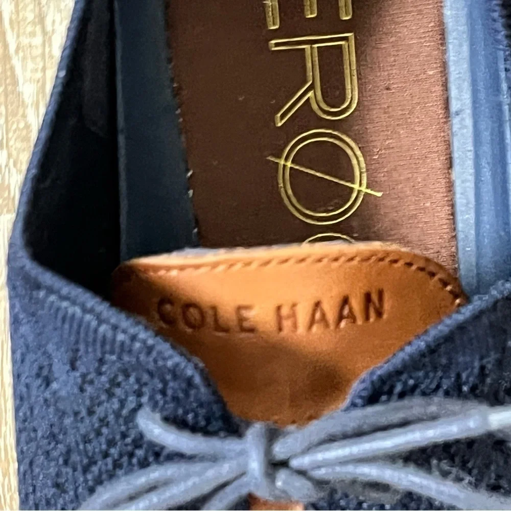 Cole Haan Blue Brown White Oxford Shoes C24947 Mens 12M ZeroGrand Wingtip Oxford
